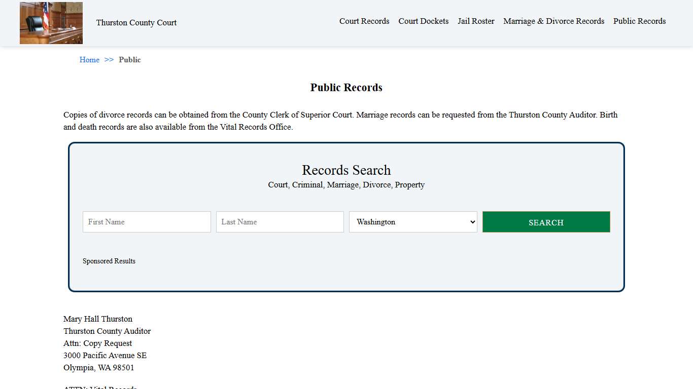 Public Records | Thurston County Court