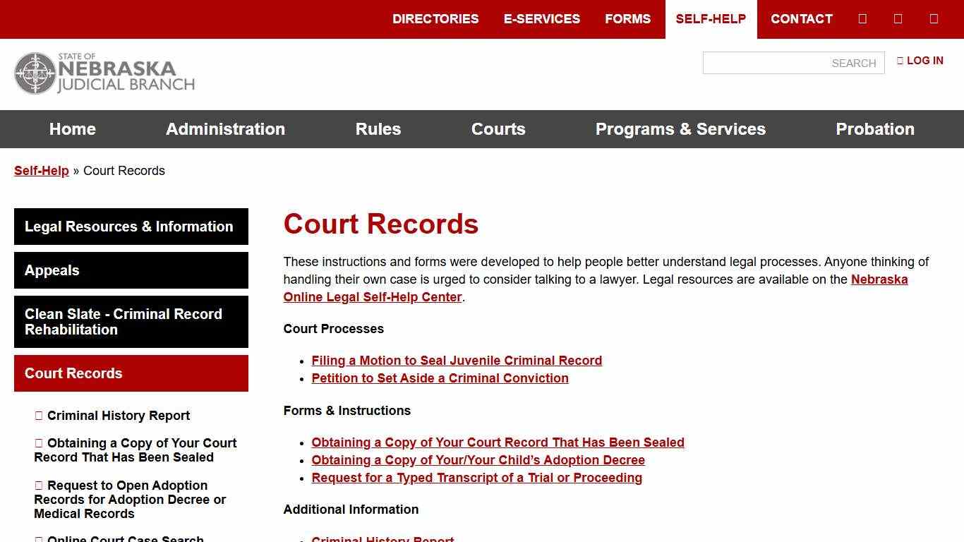 Court Records | Nebraska Judicial Branch