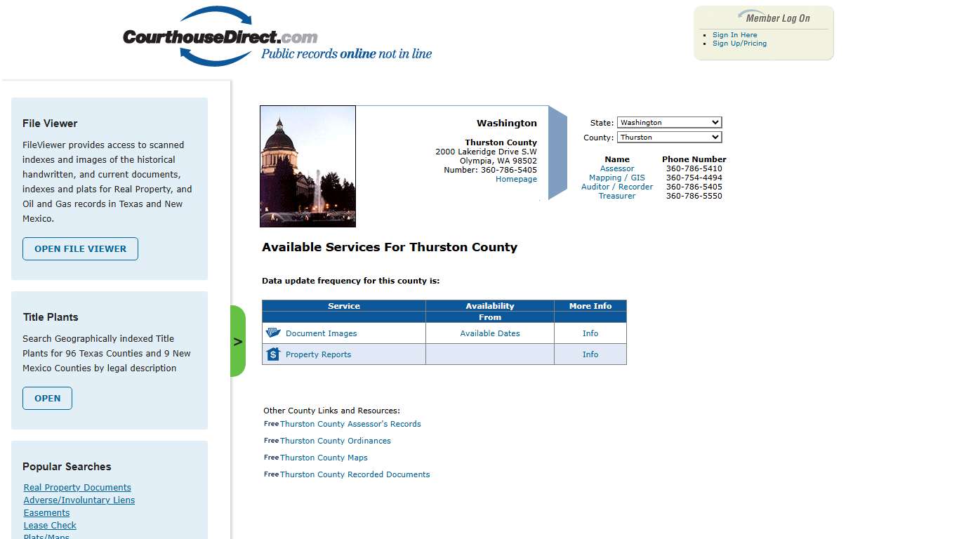 Search Thurston County Public Property Records Online | CourthouseDirect.com